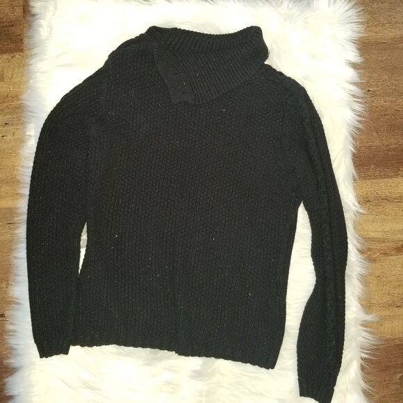 Style & Co Black Sweater Large Cowl Neck Turtle - Picture 3 of 4